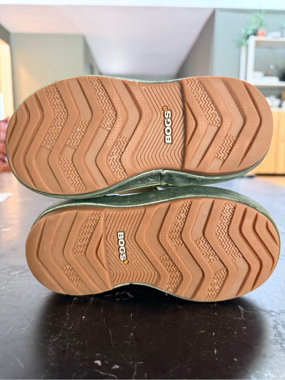 Bogs Kids Olive Green, Tan & Yellow Pull-Tab Rain Boots - Picture 5 of 10